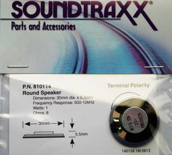 STX:810114 Soundtraxx Speaker Round, 8-ohm speaker- 30mm (1.2')